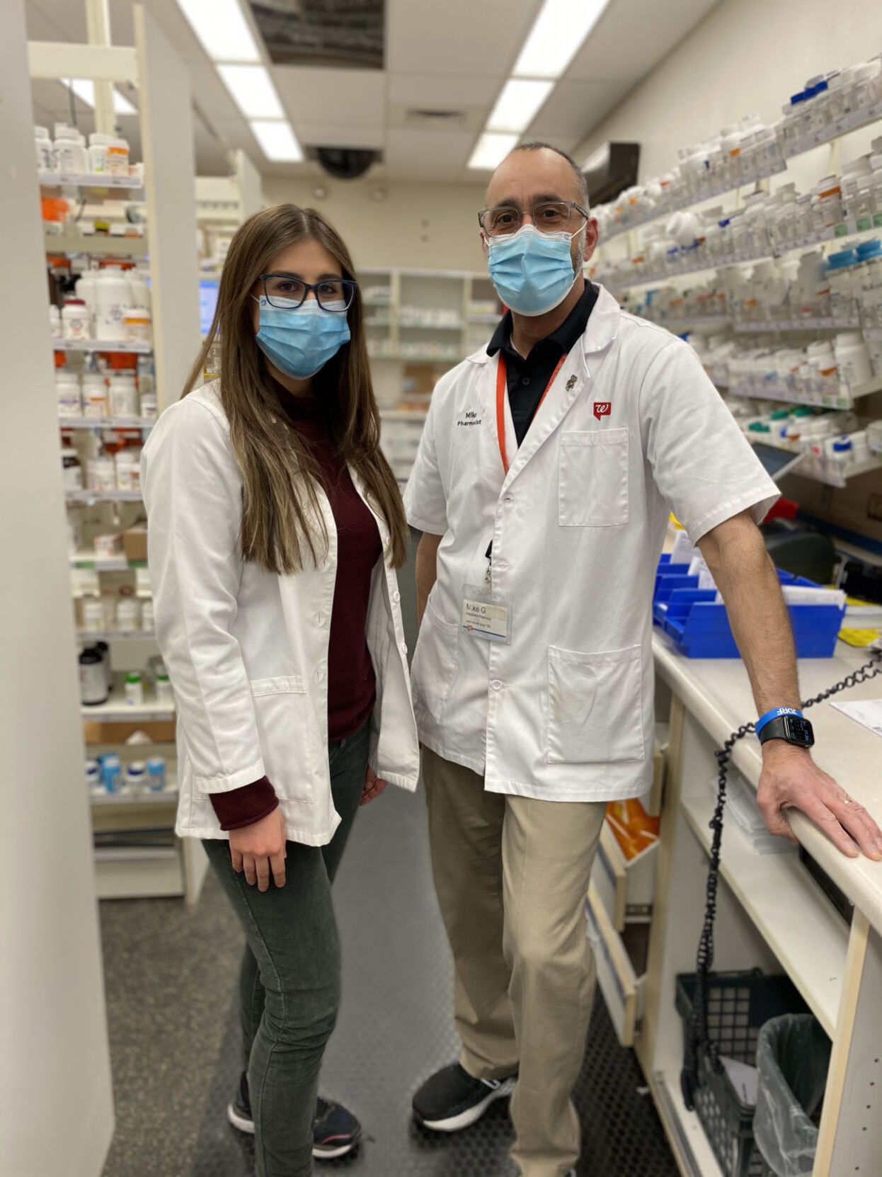 Michael and Madeline Gallo pharmacists work side-by-side